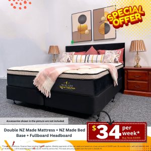 NZ Bed Base + Mattress + Plain Headboard Package Deal