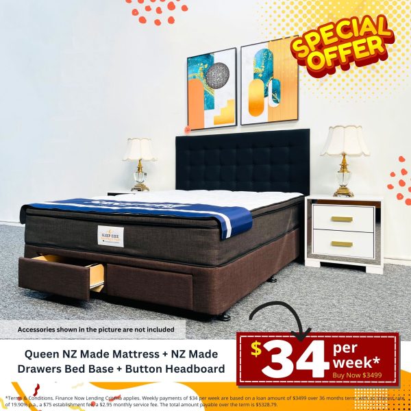 NZ Made Bed Base + Mattress + Headboard Package Deal